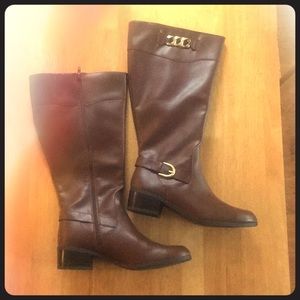 Brown Leather Boots -Size 10 Wide Calf